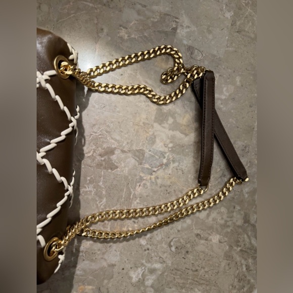 Tory Burch Brown and Cream Quilted Shoulder Bag - Picture 12 of 14